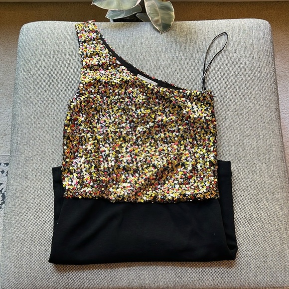 ✨ Vintage Circa 2004 Asymmetrical Sequin One Shoulder Mini Dress , Size: S - Picture 1 of 17